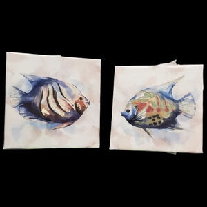 Tropical Fish Canvas Art Home Hanging Wall Decoration Decor 2 PC Set Coastal